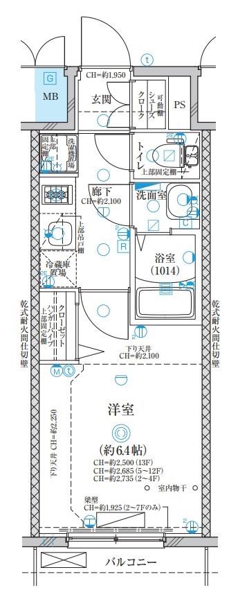 ディアレイシャス名古屋太閤通(1K/2階)の間取り写真