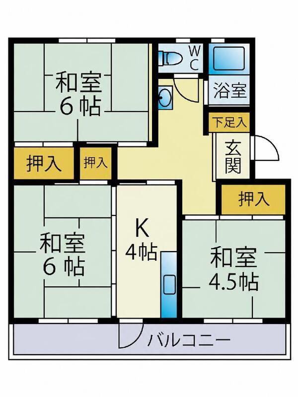 小笹53棟(3K/4階)の間取り写真