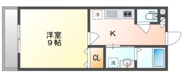 アーバンテラス東岡山II(1K/2階)の間取り写真