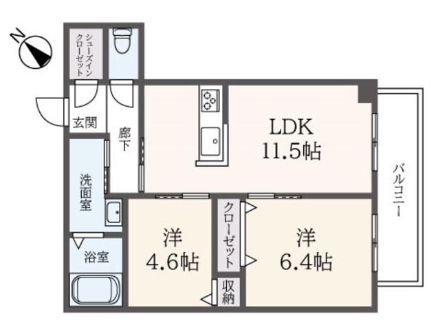 シャーメゾン武蔵野参番館(2LDK/3階)の間取り写真