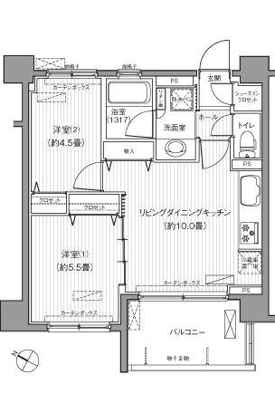 サンウエスト横浜(1SLDK/3階)の間取り写真