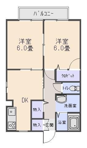 ルミナール(2DK/2階)の間取り写真
