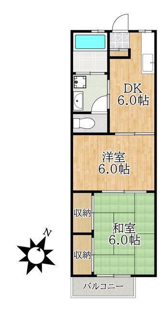 ハイツプリムラ(2DK/1階)の間取り写真