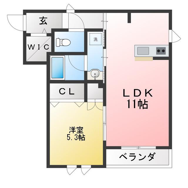 MAISON DE ARBRE(1LDK/3階)の間取り写真