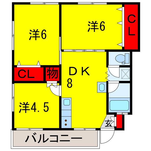 グレイスコート(3DK/2階)の間取り写真