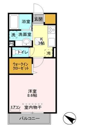 本郷の杜ラウン(1K/1階)の間取り写真