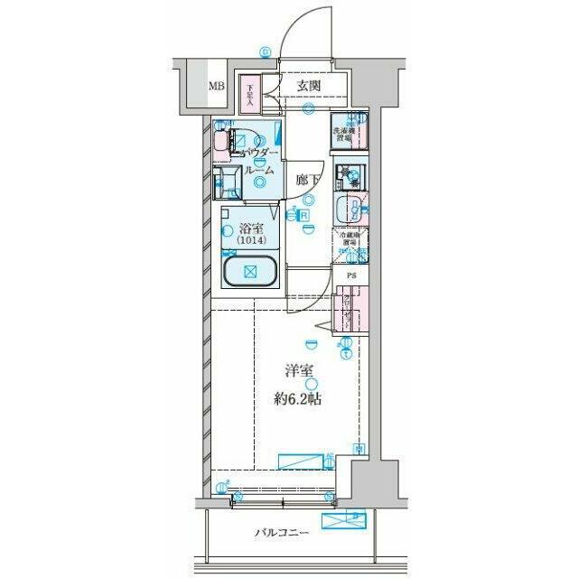 GENOVIA南鳩ヶ谷(1K/2階)の間取り写真