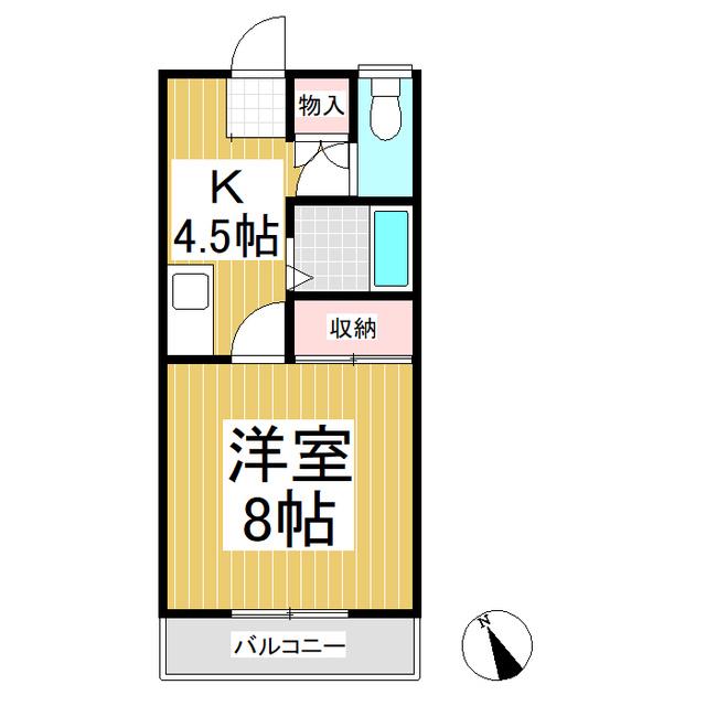 プレスティージュII号館(1K/1階)の間取り写真