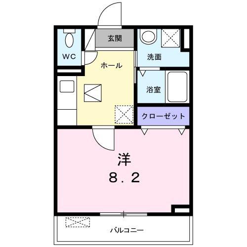 ハーベストI(1K/2階)の間取り写真