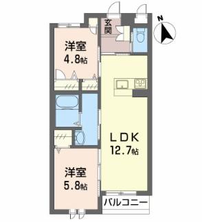 シャーメゾンガーデン福島B(2LDK/2階)の間取り写真