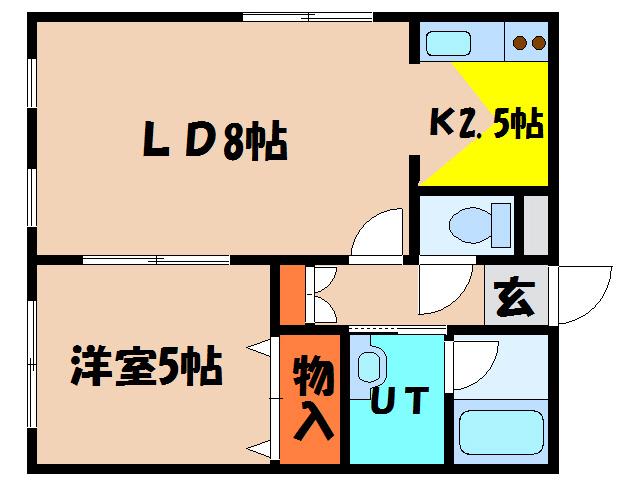ペラッツィ美原B(1LDK/1階)の間取り写真