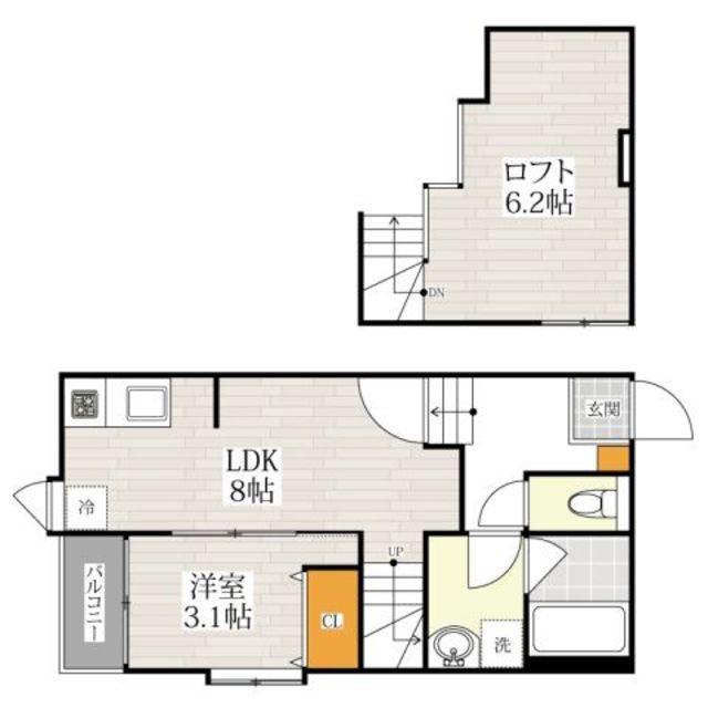 メゾンドバロン諸岡(1LDK/1階)の間取り写真