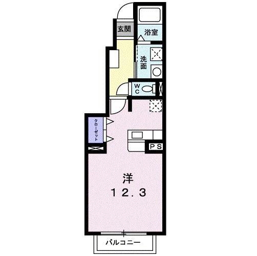 プラシード(ワンルーム/1階)の間取り写真
