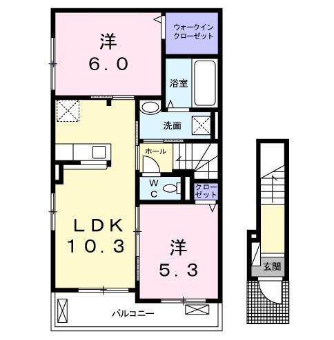 ペア フラワー2(2LDK/2階)の間取り写真