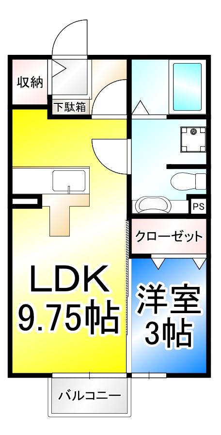 メゾン・ド・ボヌールB棟(1LDK/1階)の間取り写真
