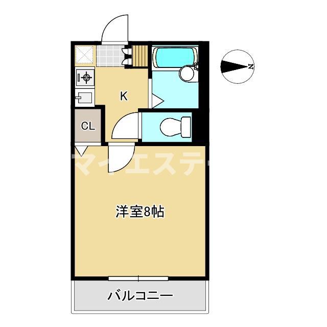 ロイヤルマンションII(1K/2階)の間取り写真