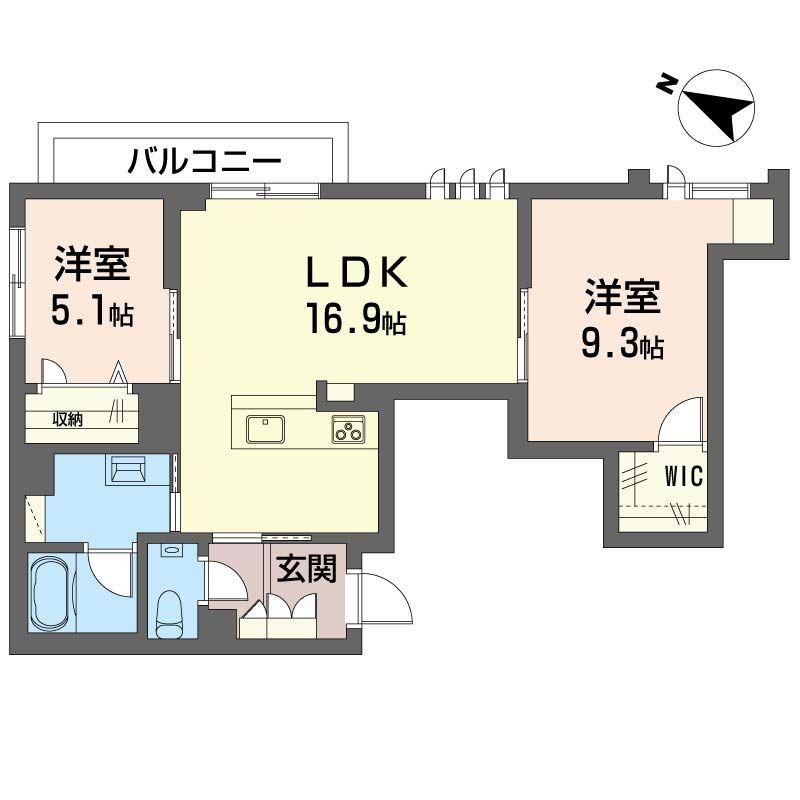 アミコートエムケー(2LDK/3階)の間取り写真