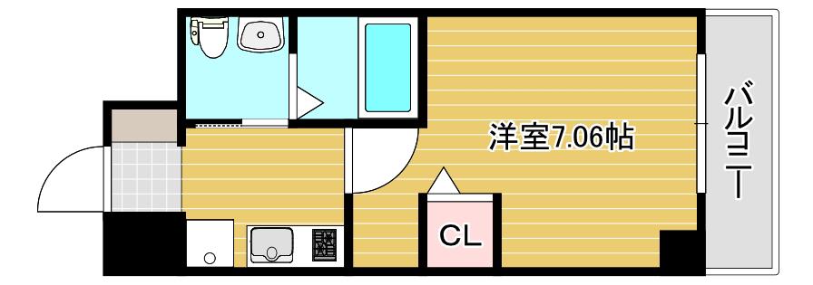 エステムコート難波IVパークグレイス(1K/8階)の間取り写真