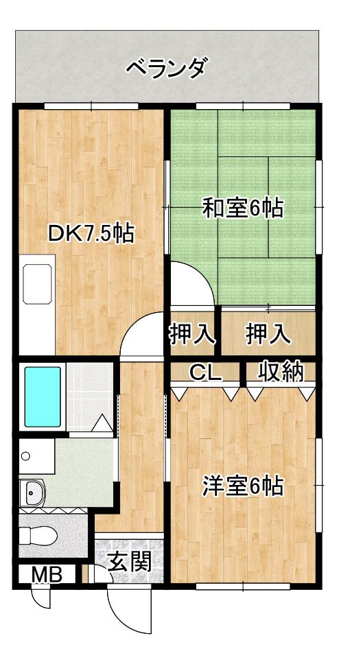 アーバン館(2DK/4階)の間取り写真