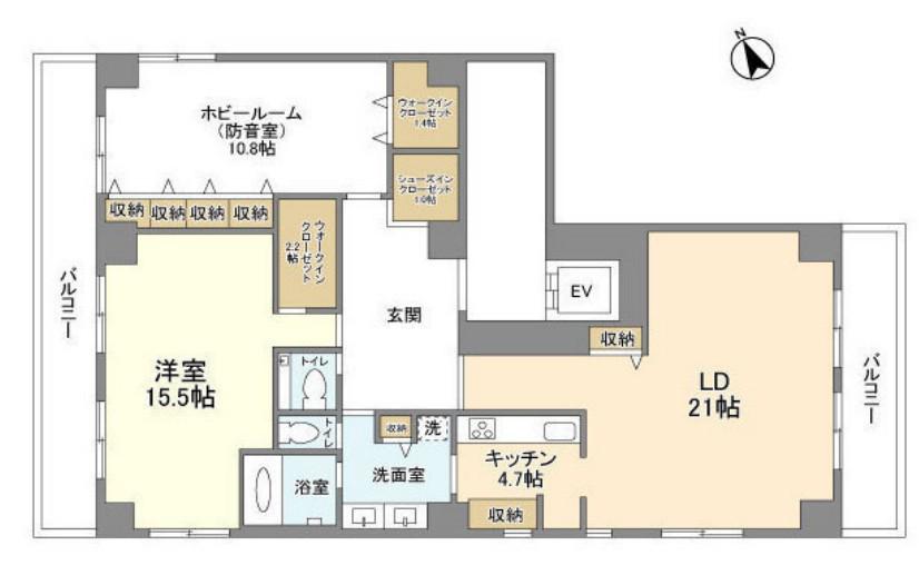 ウェルスクエア中目黒(2LDK/9階)の間取り写真