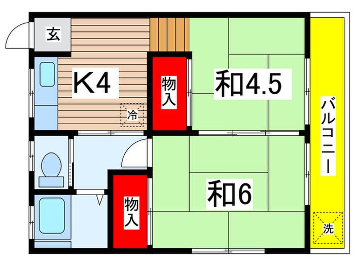 コーポ洋(2K/2階)の間取り写真
