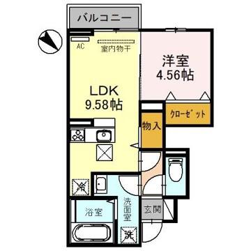 ドミールE(1LDK/1階)の間取り写真