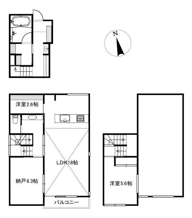 篠原東3-25-22-2(1SLDK/1階)の間取り写真