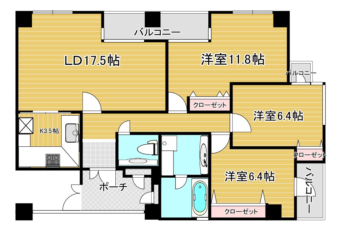プレシオ新大阪(3LDK/7階)の間取り写真