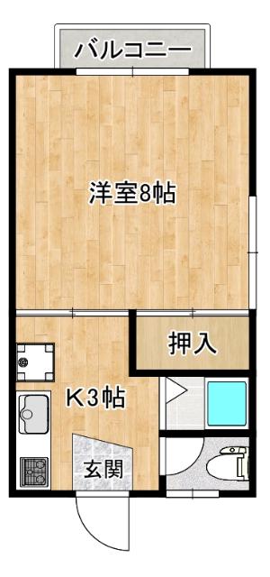 ファーストインセーブル(1K/3階)の間取り写真
