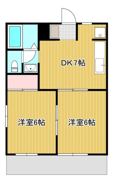 コーポ下石田III(2DK/1階)の間取り写真