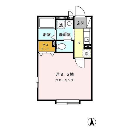 レセンテN・T(1K/2階)の間取り写真