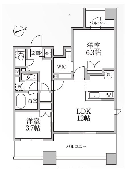 RESIDIA新御徒町II(2LDK/9階)の間取り写真
