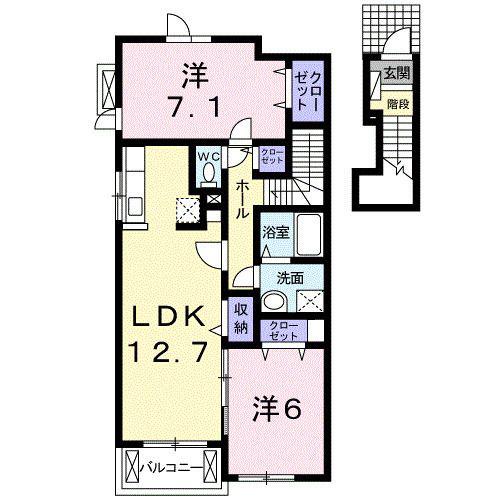 アーバンハイツ小松F(2LDK/2階)の間取り写真