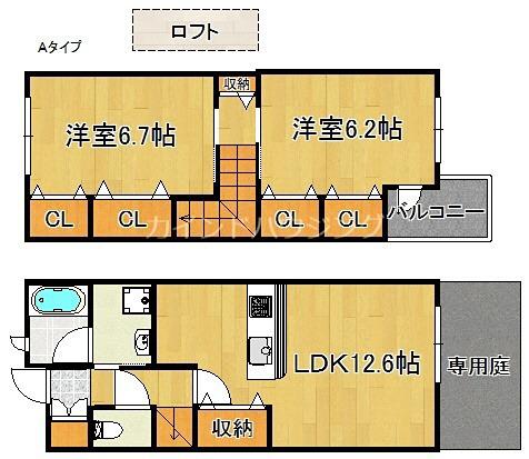 カメーリア1・2号館(2LDK/1階)の間取り写真