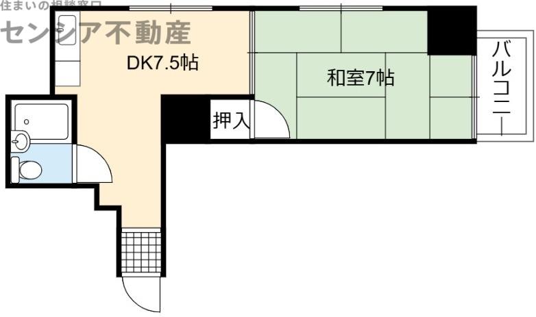 ハイム蘭(1DK/4階)の間取り写真