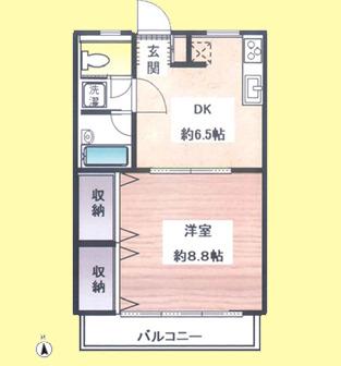東急大井町線 下神明駅 徒歩7分 3階建 築33年(1DK/3階)の間取り写真