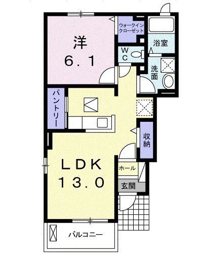 シンパティーア カーサ(1LDK/1階)の間取り写真