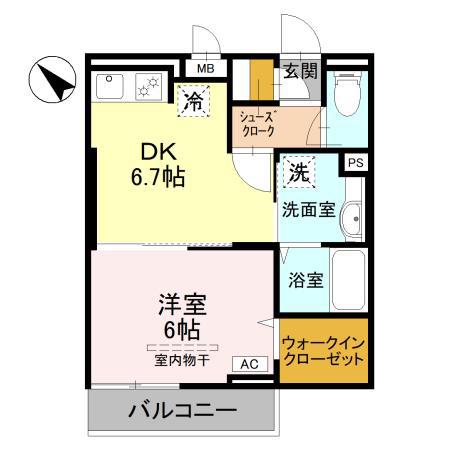 シャインソレイユ(1DK/1階)の間取り写真
