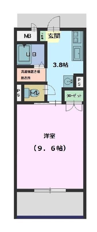 グレープマンション(1K/3階)の間取り写真