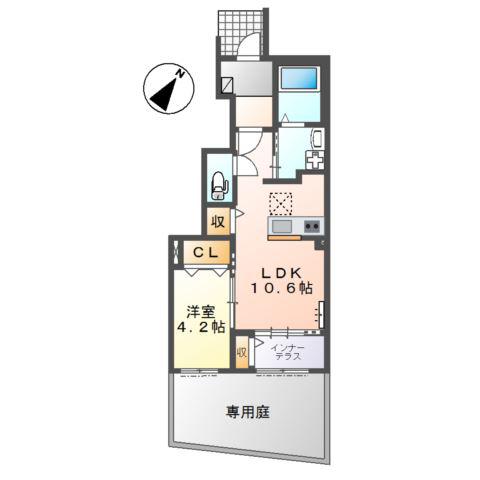 フリージア(1LDK/1階)の間取り写真