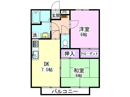 塚本ハイツ(2DK/2階)の間取り写真