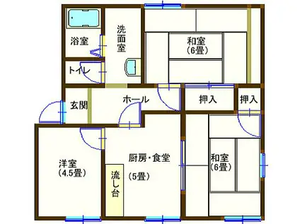 ラフォーレ八幡3(3DK/1階)の間取り写真