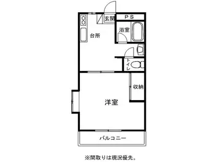 鈴木グリーンハイツ(1DK/3階)の間取り写真