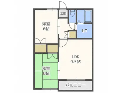 サンハイツ札幌オリオン(2LDK/2階)の間取り写真