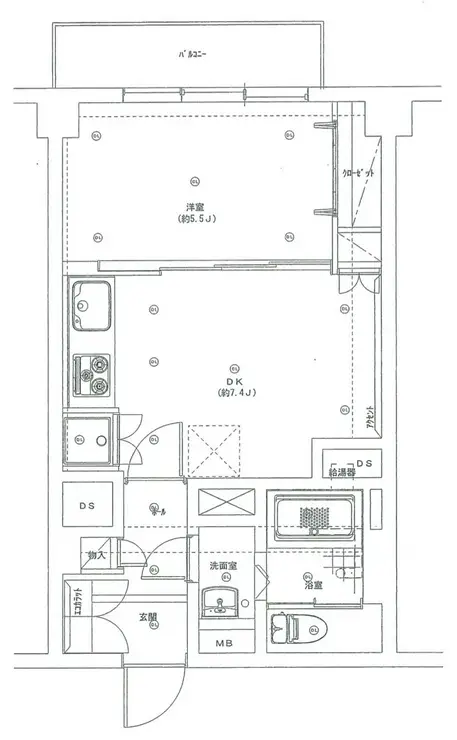 シャンボール第2築地 11階階 間取り