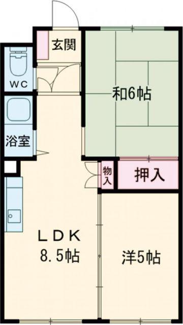 ハイツ美原(2DK/2階)の間取り写真