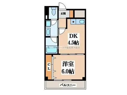 コレクトフォーレ住道(1DK/3階)の間取り写真