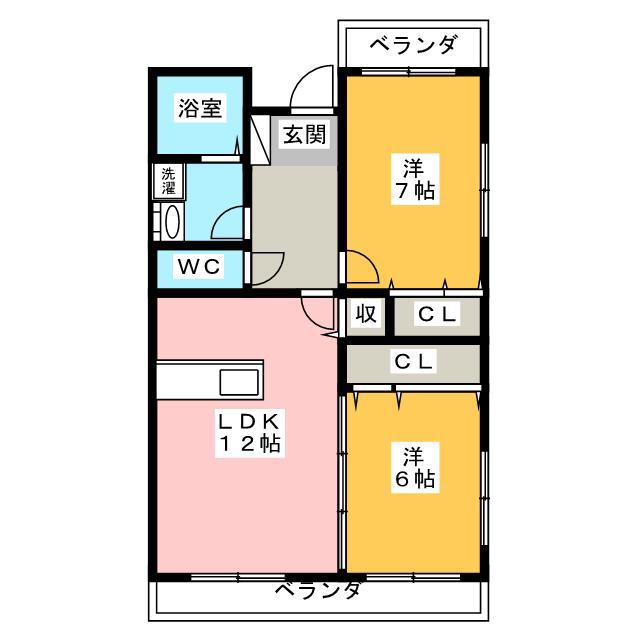 フルスパシエンテ(2LDK/3階)の間取り写真