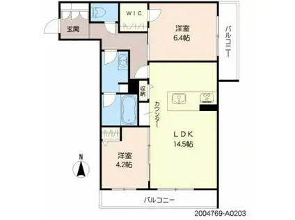 シャーメゾンARISTIO(2LDK/2階)の間取り写真