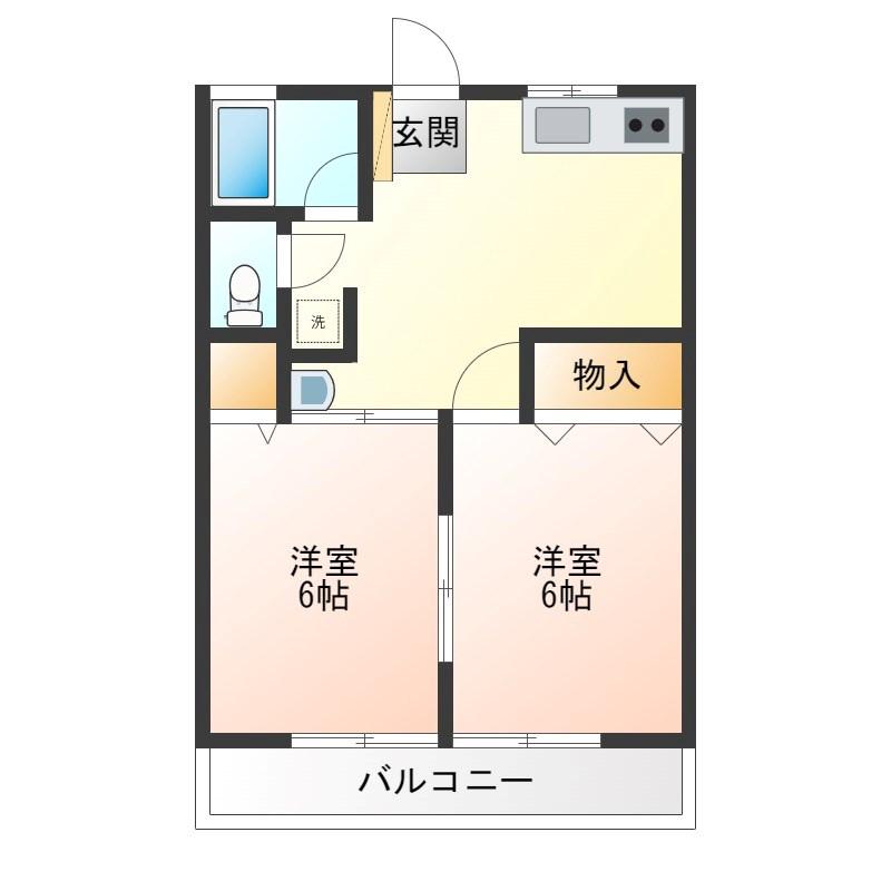 コーポ昴II(2DK/2階)の間取り写真